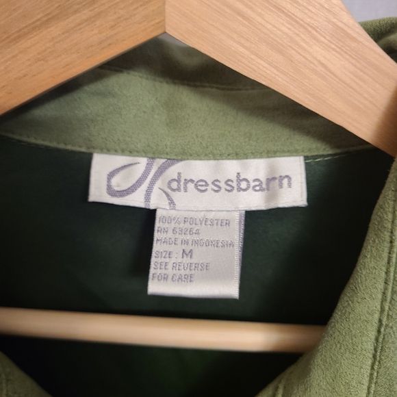 Bright Olive Green Button Down Y2K dressbarn Top - Picture 2 of 2